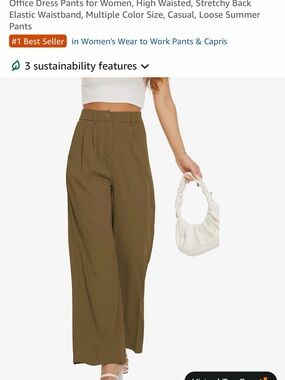 High-Waist Wide-Leg Pants in Olive for Women